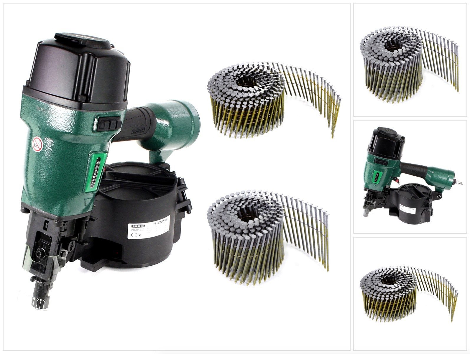 Prebena Druckluft-Nagler 7F-CNW90-S01 Druckluftnagler für Coilnägel Type CNW von 45