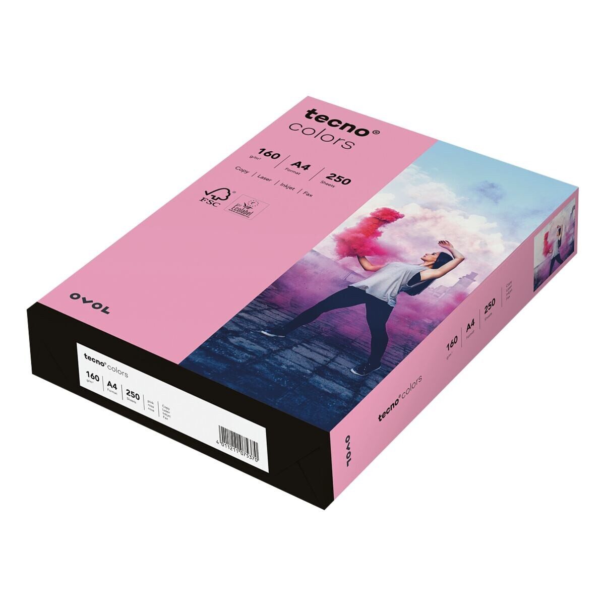Inapa tecno Druckerpapier Rainbow / tecno Colors, Pastellfarben, Format DIN A4, 160 g/m², 250 Blatt