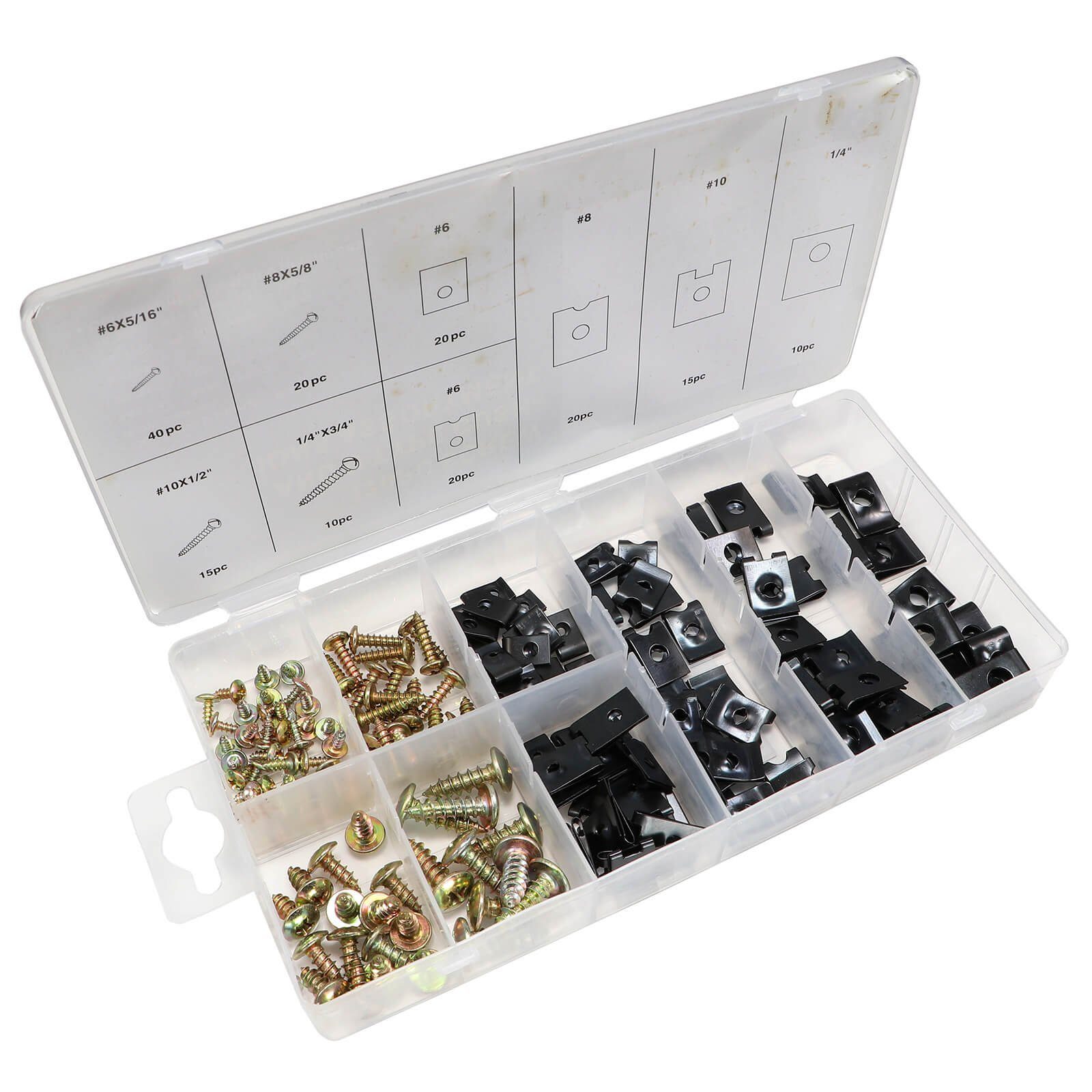 Schrauben-Set Karosserie Schrauben Blechmutter Kotflügelklemmen Sortiment 170