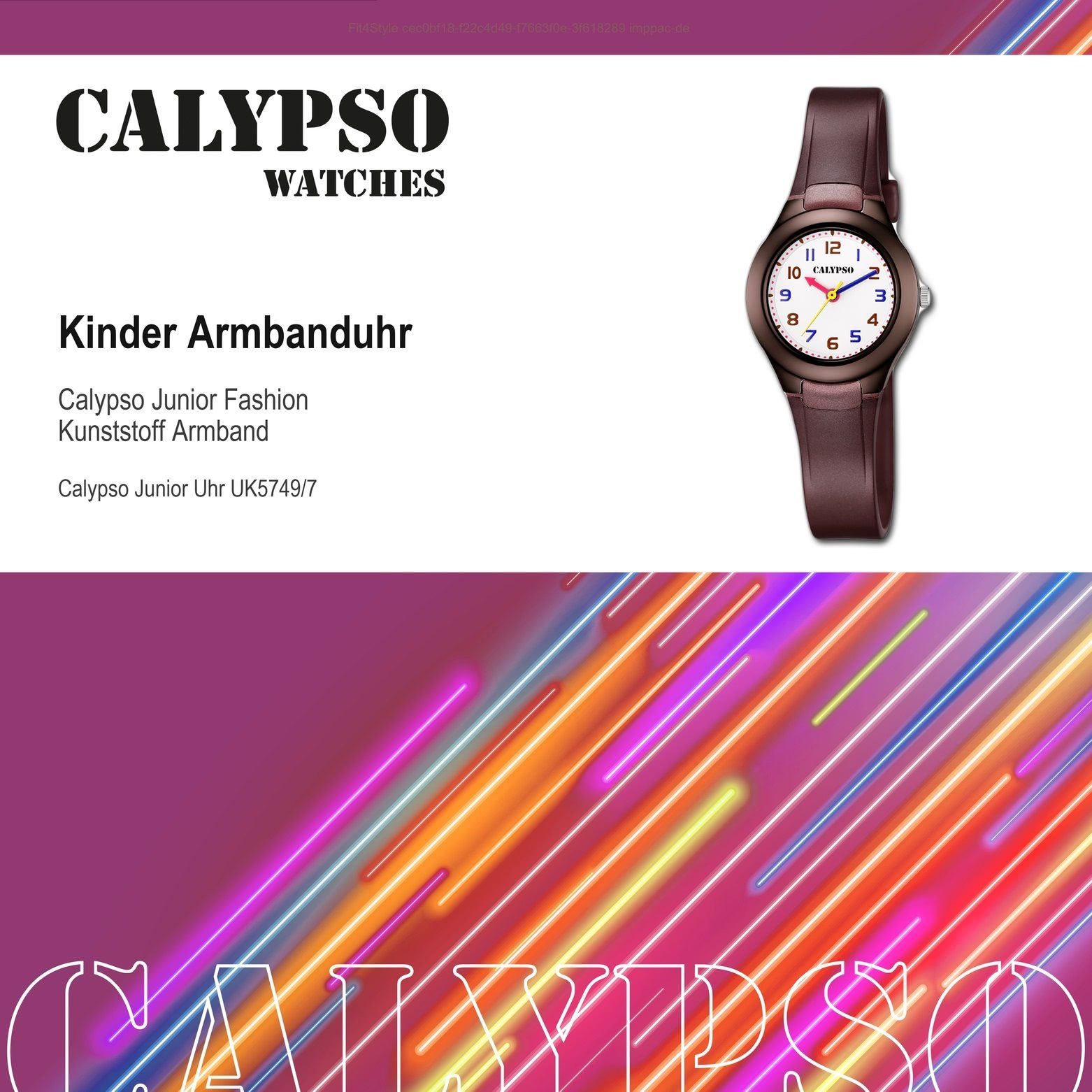 Kinder PU, Kinder CALYPSO Quarzuhr PUarmband Uhr Fashion Armbanduhr K5749/7 rund, Kunststoff, Calypso Kunststoff braun, WATCHES