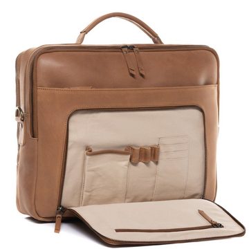 SID & VAIN Messenger Bag Leder Umhängetasche Unisex CHELSEA, Laptoptasche 15,4 Zoll Echtleder, Businesstasche Damen Herren braun