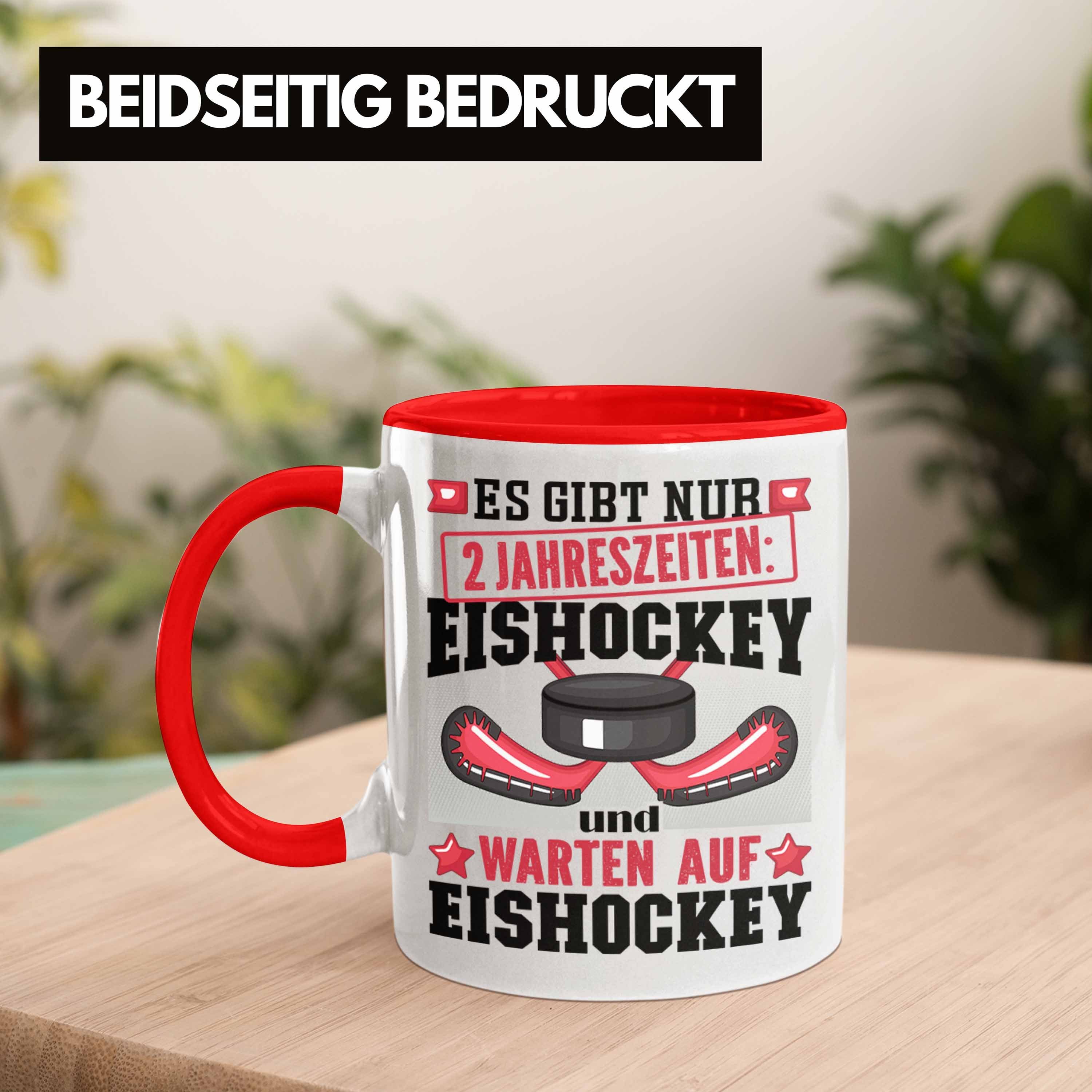 Eishockey Tasse Geschenkidee Trendation Jahresze 2 Tasse Geschenk Eishockey-Spieler für Rot