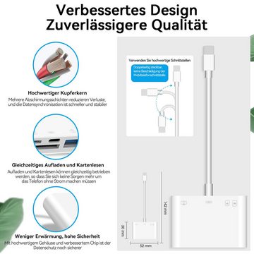 leben Speicherkartenleser 4-in-1 SD/Micro SD/TF-Kartenleser für Mobiltelefone/Pads/Kameras, USB-Buchse-OTG-Adapter,Dual-Card-Slot-Speicherkartenleser