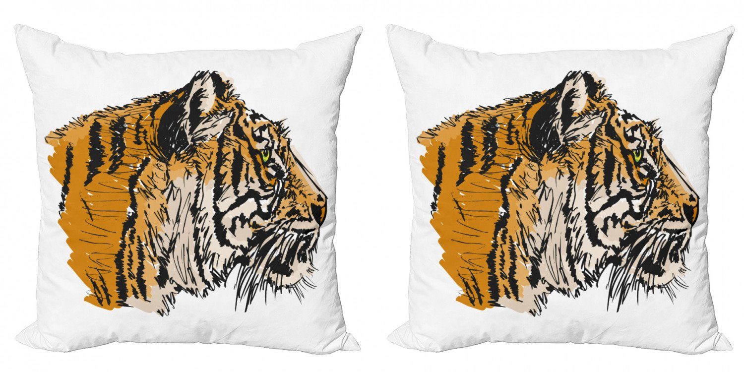 Kissenbezüge Modern Accent Doppelseitiger Digitaldruck, Abakuhaus (2 Stück), Tiger Sketch Bengal Carnivore