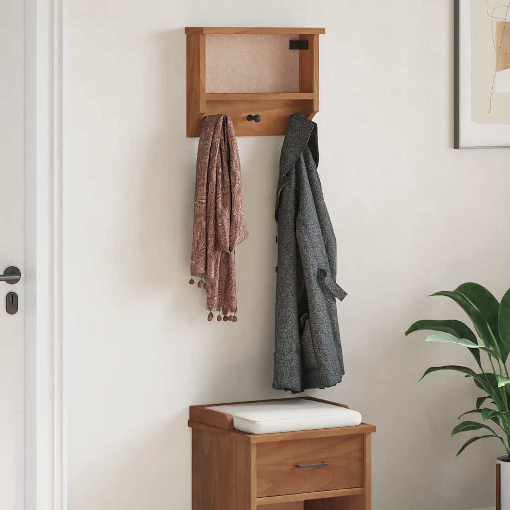 vidaXL Garderobenständer Wandgarderobe SANDNES 45x12x35 cm Massivholz Kiefer, (1 St)