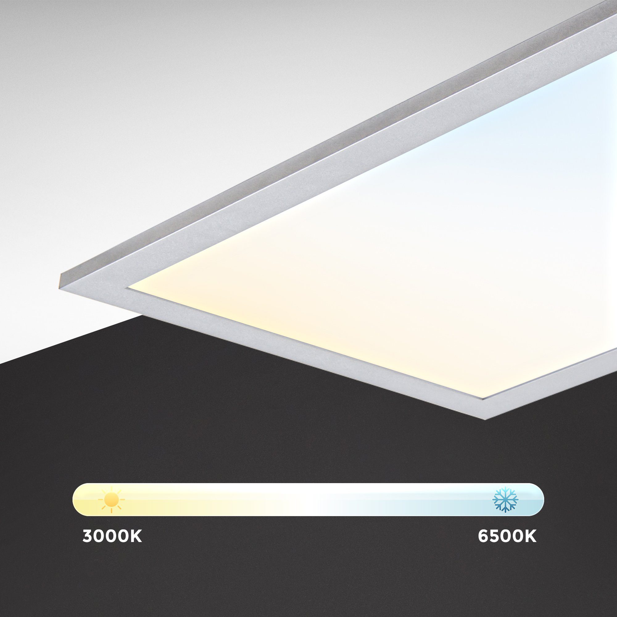 mit Deckenleuchte LED Panel, integriert, einstellbar, LED Dimmbar, CCT RGB Farbwechsel, fest Farben, Farbwechsler, BK_DP1369 Fernbedienung Farbtemperatur LED Ultra-Flach, 595x295x42mm, B.K.Licht 7 Dimmbar,