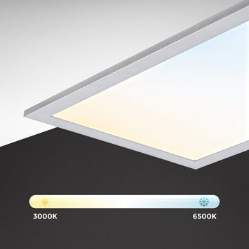B.K.Licht LED Deckenleuchte BK_DP1369 RGB LED Panel, CCT Farbtemperatur einstellbar, Dimmbar, Farbwechsel, LED fest integriert, Farbwechsler, 595x295x42mm, 7 Farben, Dimmbar, Ultra-Flach, mit Fernbedienung