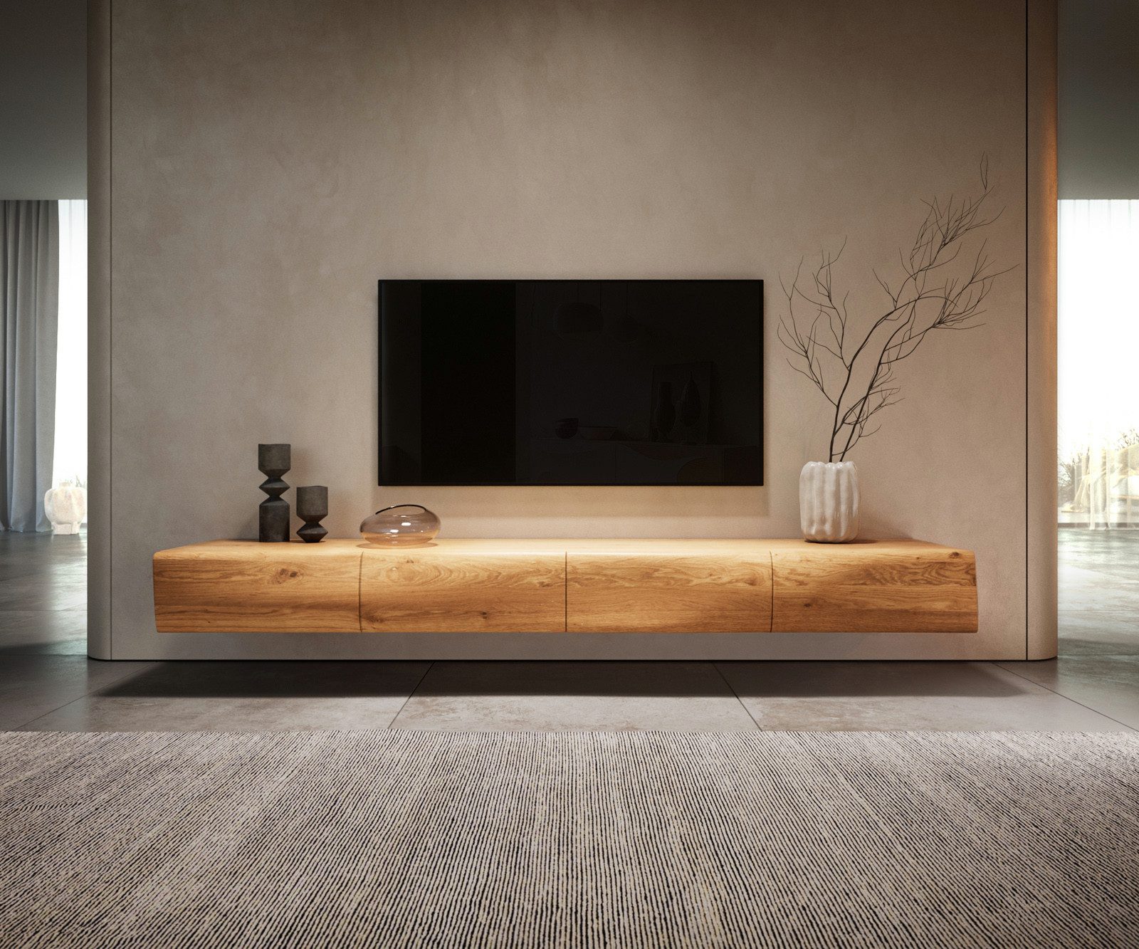 DELIFE Lowboard New, Live-Edge Eiche Natur günstig online kaufen