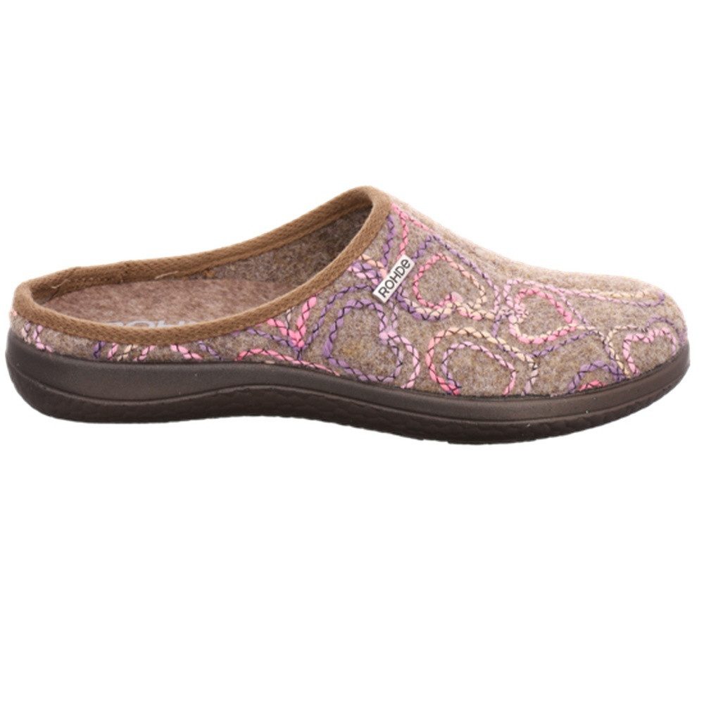 Rohde Bari Hausschuh Pantolette, Homeslipper, Clog, Schlupfschuh mit Herz-Stickerei