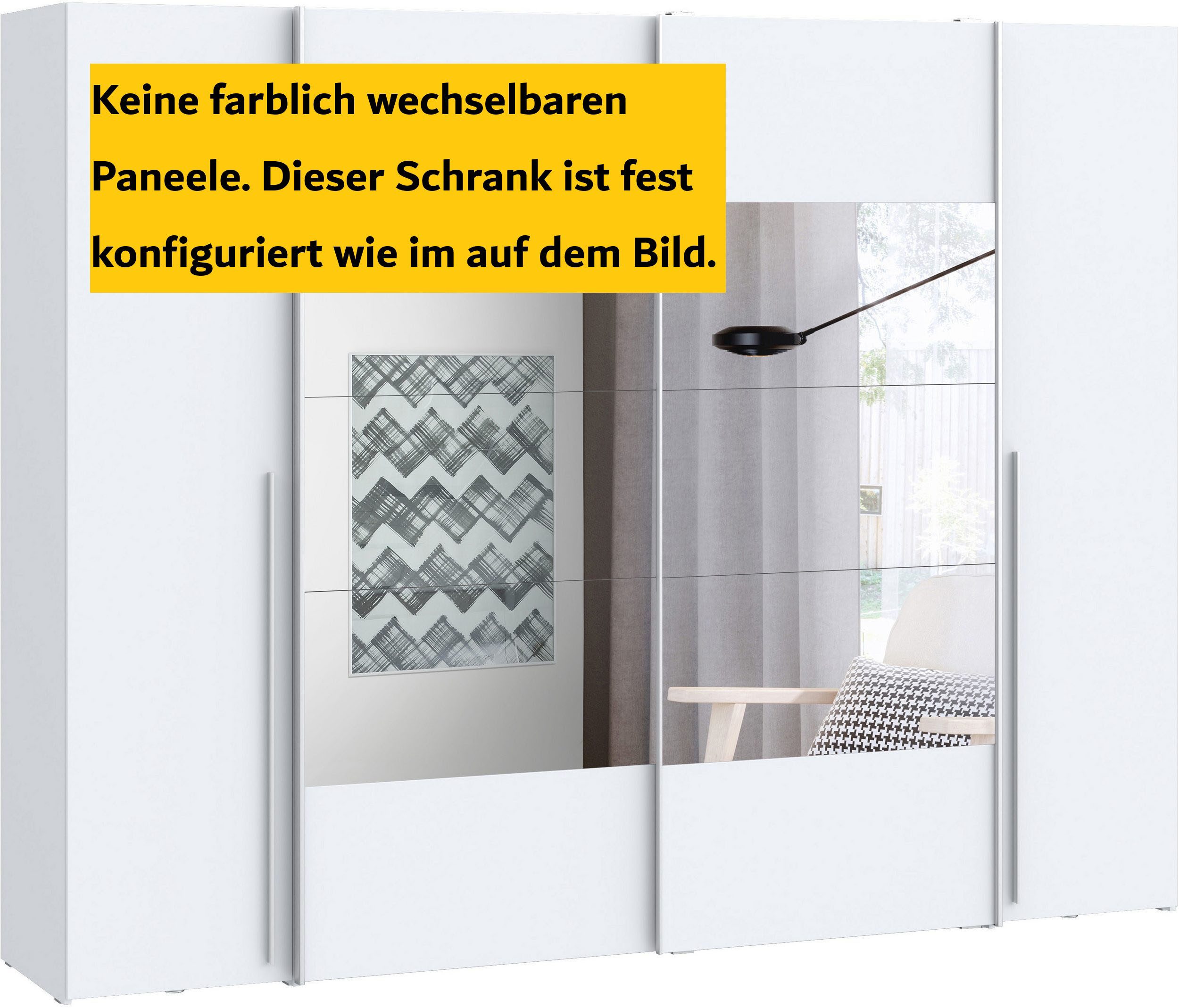 FORTE Kleiderschrank Narago, Kombischrank mit Spiegel (B/H/T ca. 270/210/61cm) Schwebetüren in Kombination mit Drehtüren, Made in Europe