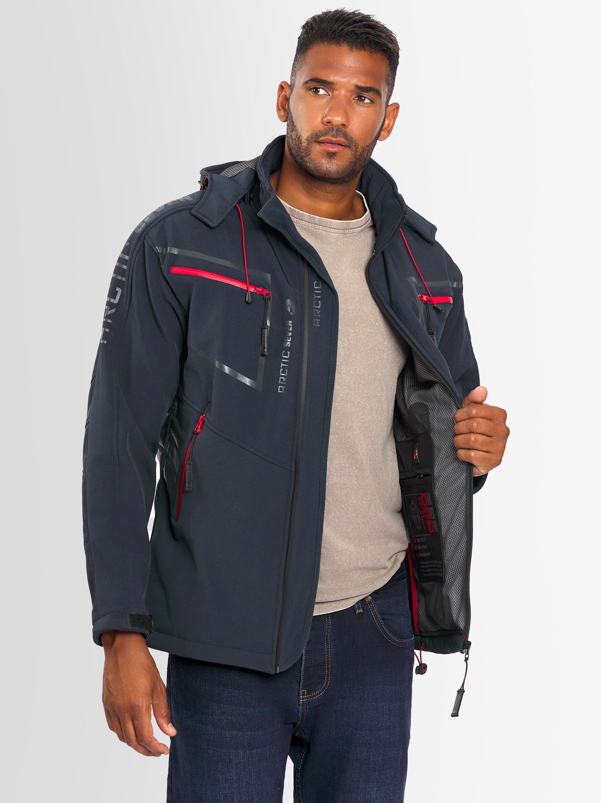 Arctic Seven Softshelljacke ASPierr sportliche Outdoor Funktionsjacke mit abnehmbarer Kapuze – Bild 4 von 5