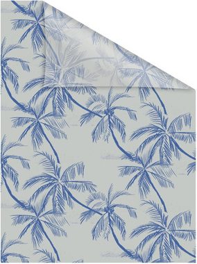 Fensterfolie Fensterfolie selbstklebend, Sichtschutz, Blueprint Palms - Blau, LICHTBLICK ORIGINAL, blickdicht, glatt