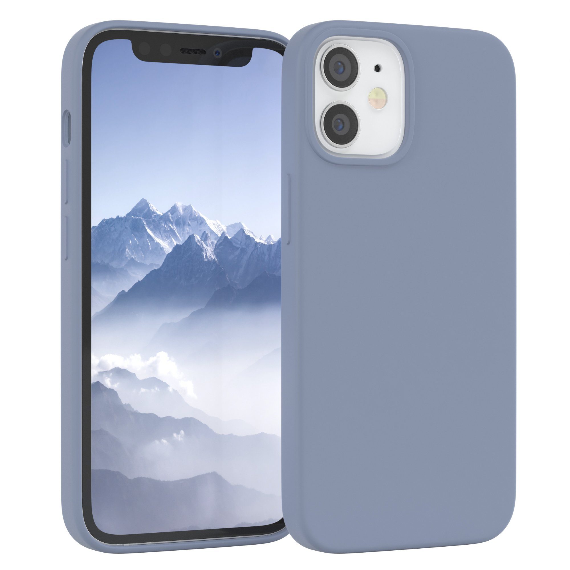 EAZY CASE Handyhülle Premium Silikon Case für Apple iPhone 12 Mini 5,4 Zoll, Hülle mit Kameraschutz Bumper Case stoßfest Handy Softcase Eis Blau