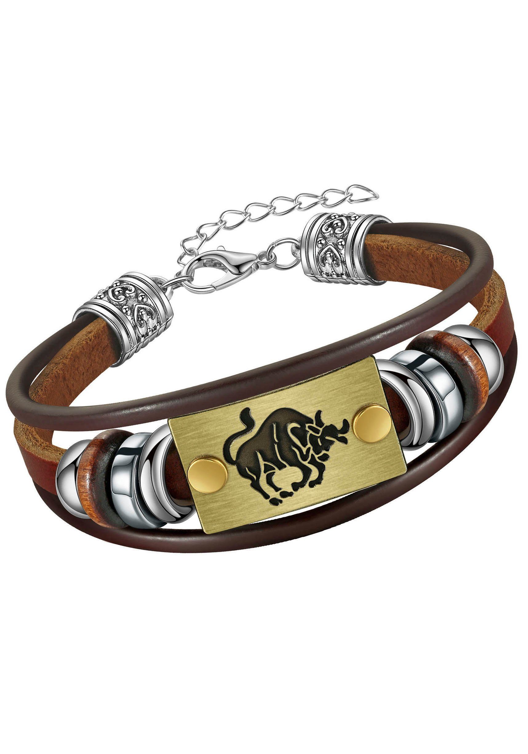 Firetti Armband Schmuck Geschenk Armschmuck Armkette Edelstein Sternzeichen, Made in Germany - mit Hämatit - mit Holzimitat