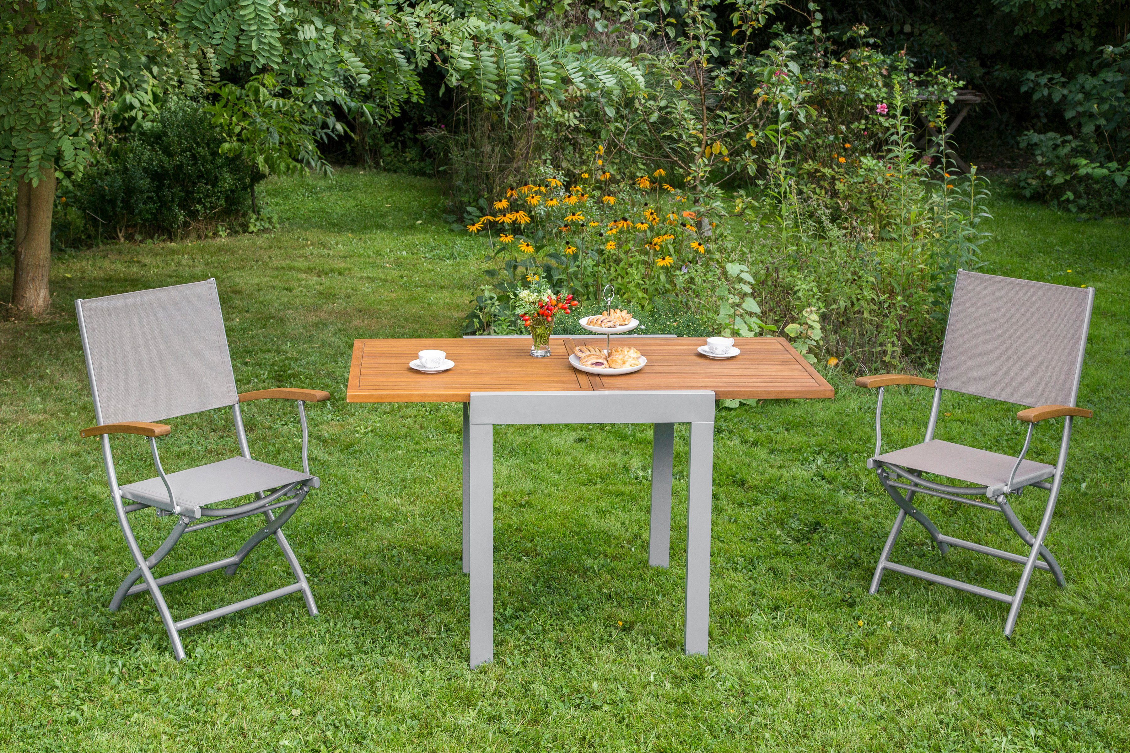 MERXX Balkonset Naxos, (Set, 3-tlg), mit ausziehbaren Tisch (65/130x65 cm)