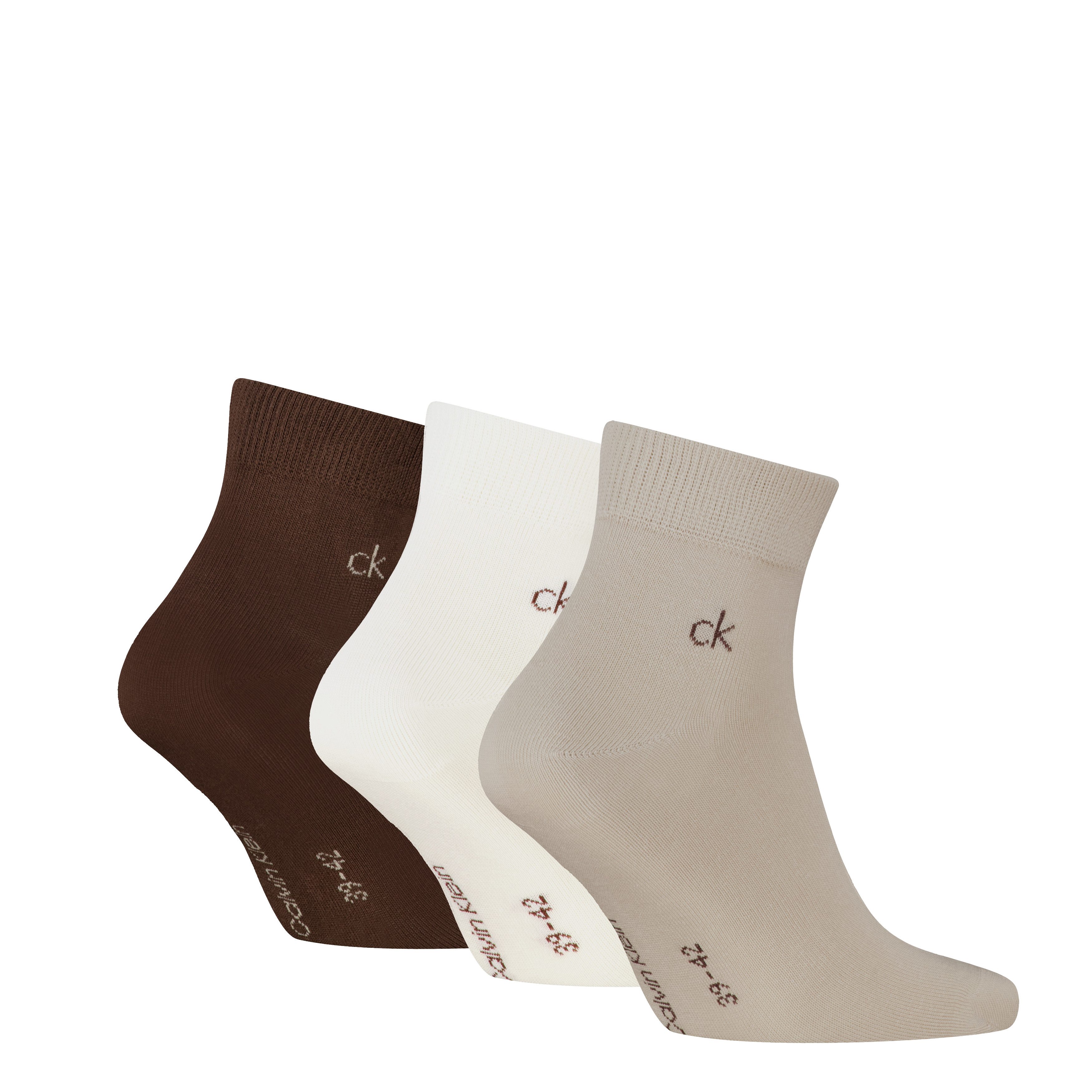 Calvin Klein Kurzsocken CK MEN QUARTER (3 Paar) Rippenbündchen, Cotton-Mix, günstig online kaufen