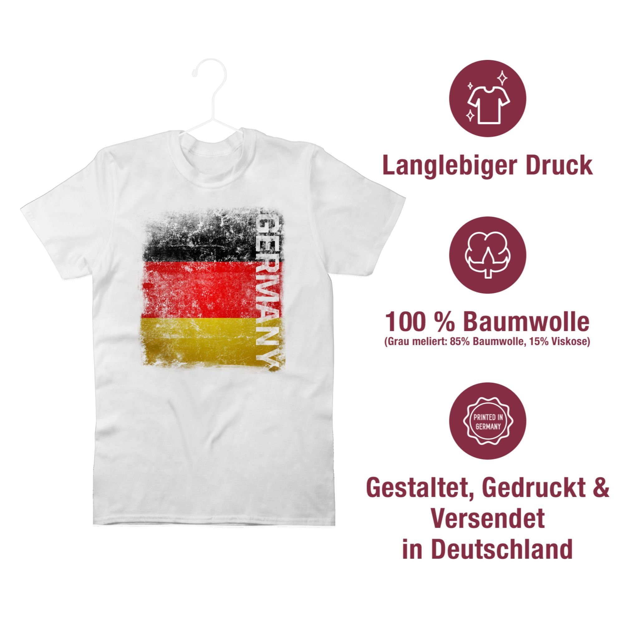 Flagge EM T-Shirt 2 2024 Fussball Vintage Shirtracer Weiß Germany