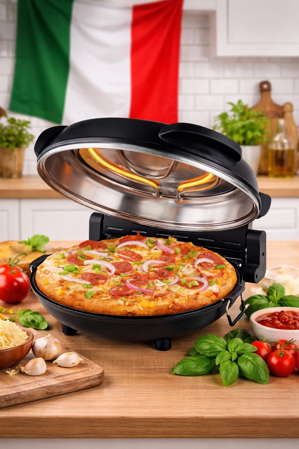 Elta Pizzaofen, inkl. Pizzastein, 1200 Watt, 42 cm Durchmesser, bis 360° C