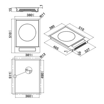 KitchenAid Induktions-Kochfeld KHYD1 38510 Farbe schwarz, Betriebskontrollleuchte, Elektronik-Uhr, Kochzonen-Kontrollleuchte