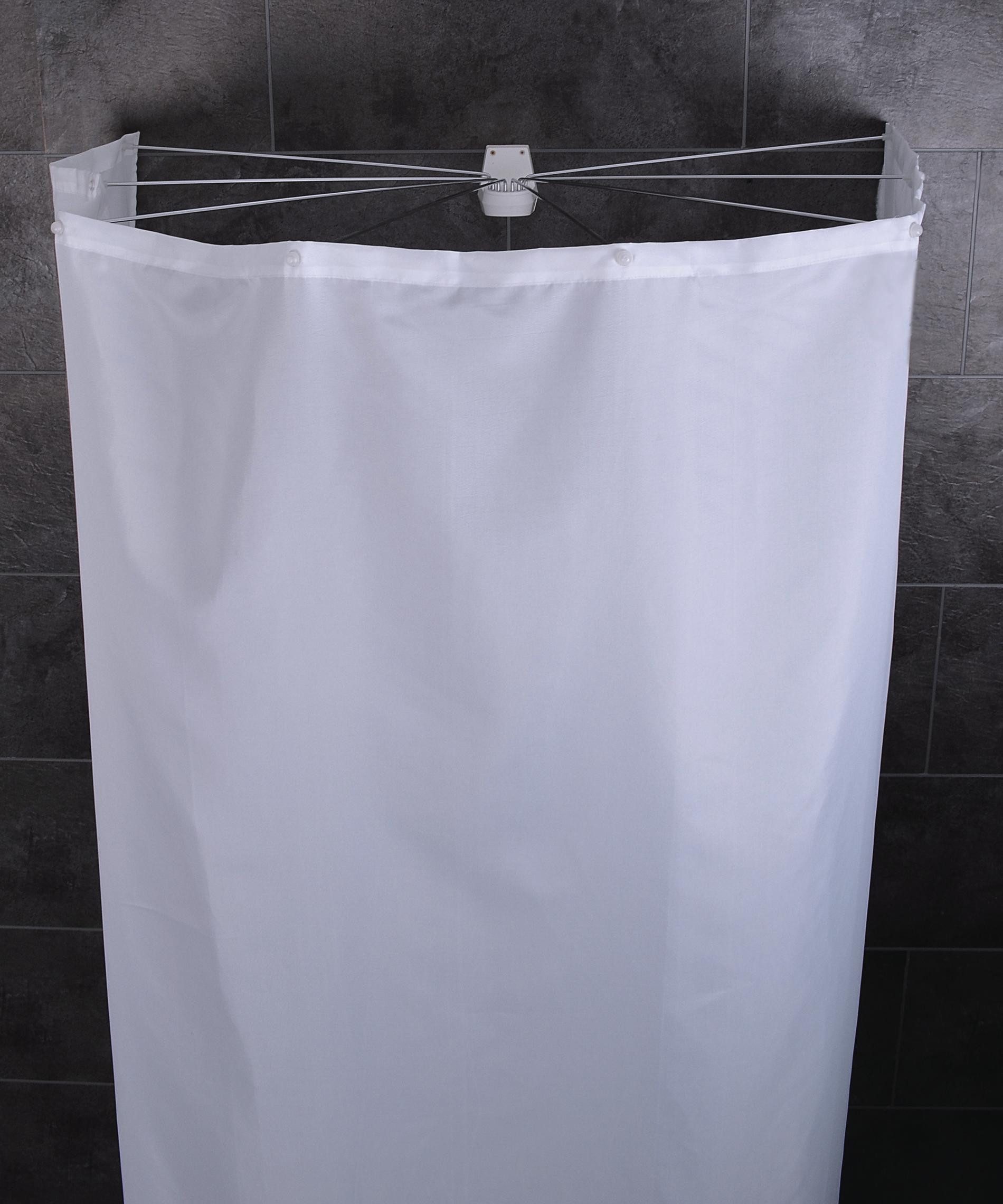 Ridder Duschvorhangstange Duschfaltkabine Ombrella Textil Madison weiß 210x180 cmweiß, ABS (Acrylnitril-Butadien-Styrol), PA (Polyacryl), PP (Polypropylen), Inox, Polyester