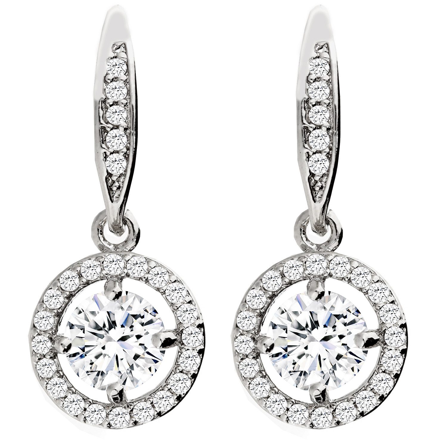 LÖB Paar Ohrhänger 18K Weißgold vergoldet Ohrringe Hängend Zirkonia Kreis A günstig online kaufen
