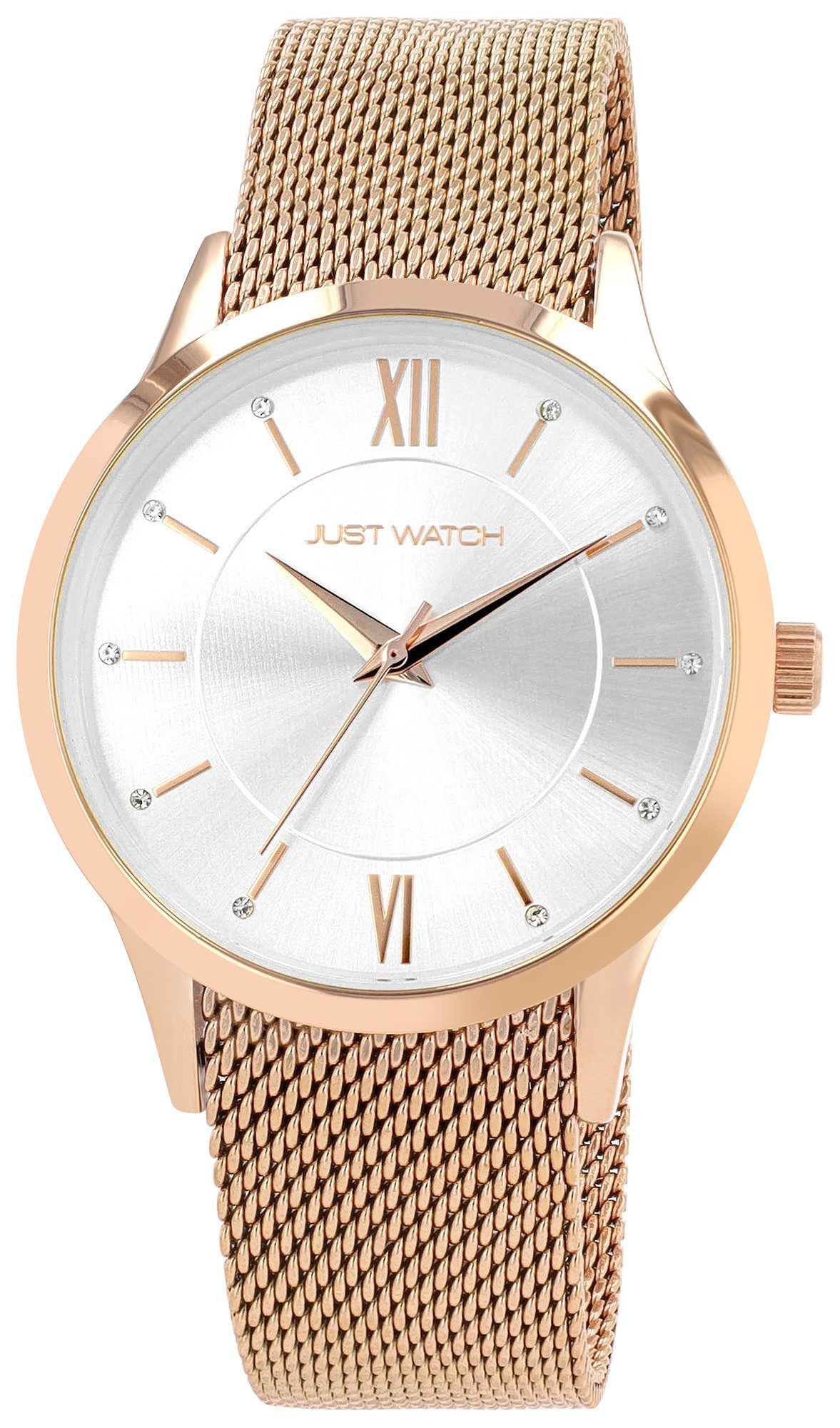 JUST WATCH Quarzuhr Nadine Just Watch Damenuhr, Milanaisearmband, Edelstahl