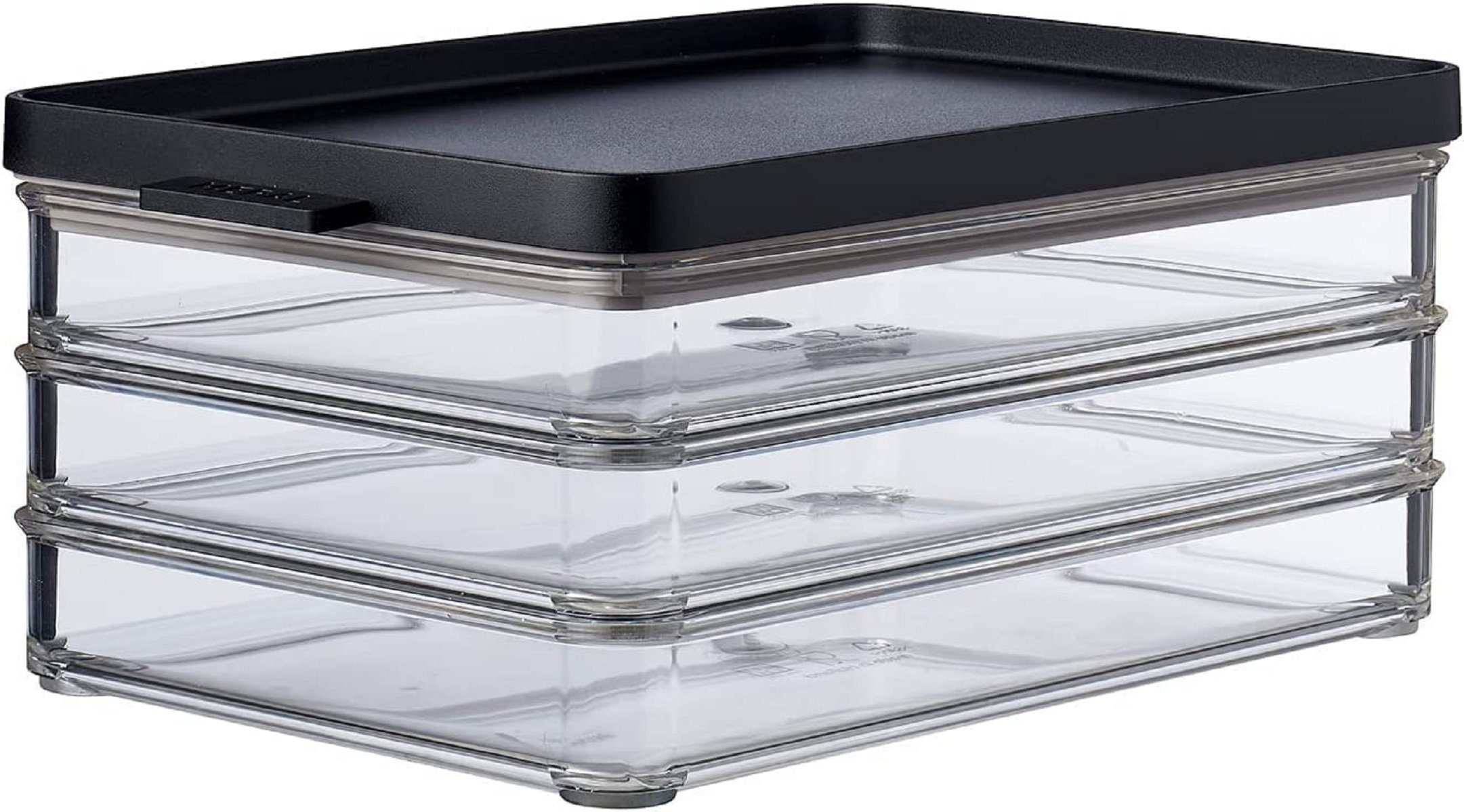 Mepal Vorratsdose Kühlschrankdose Omnia Aufschnittdose 3-lagig,Schwarz