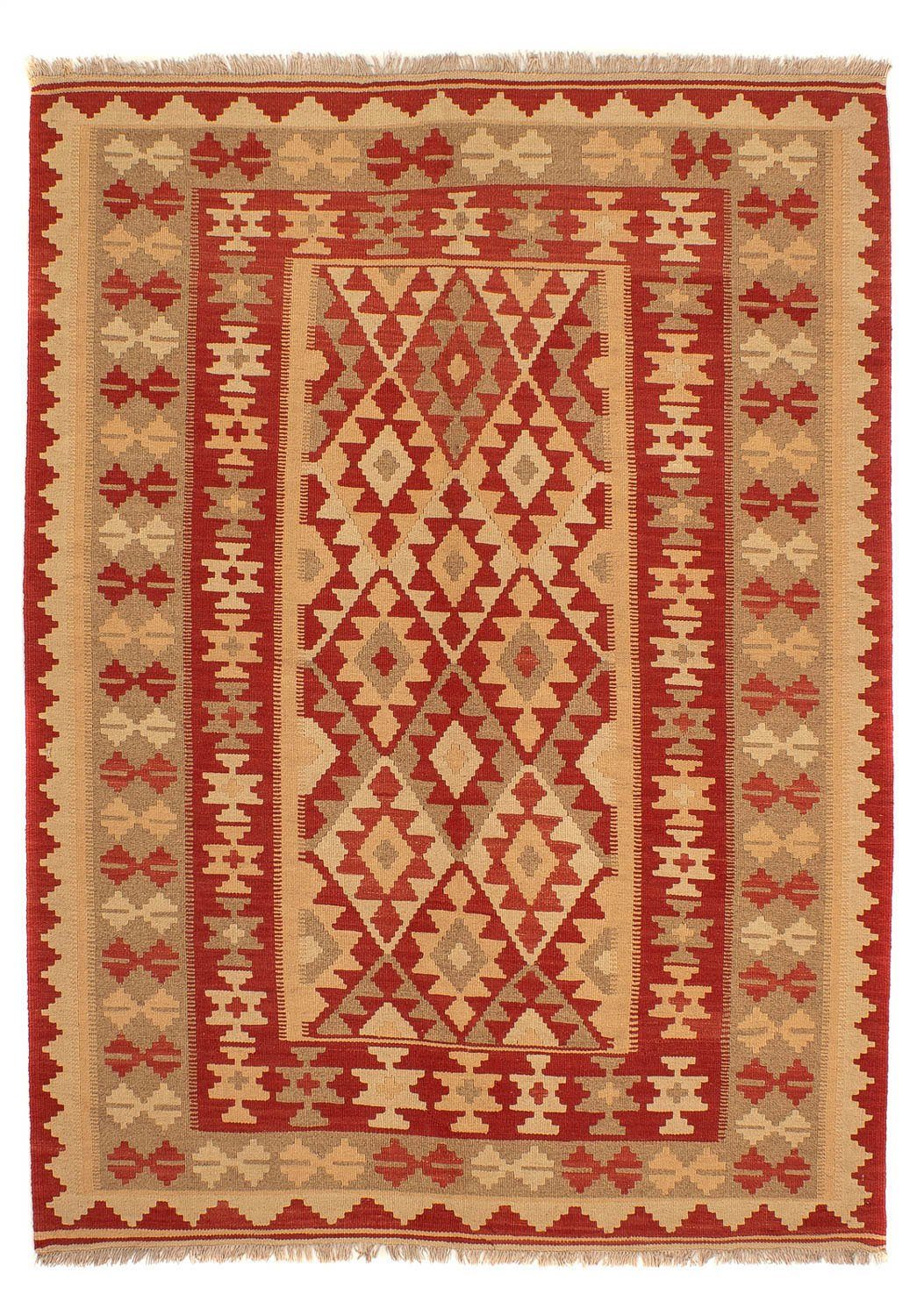 Wollteppich Kelim - Oriental - 146 Höhe: mm, cm Wohnzimmer, rechteckig, Einzelstück morgenland, 198 x - dunkelrot, 6