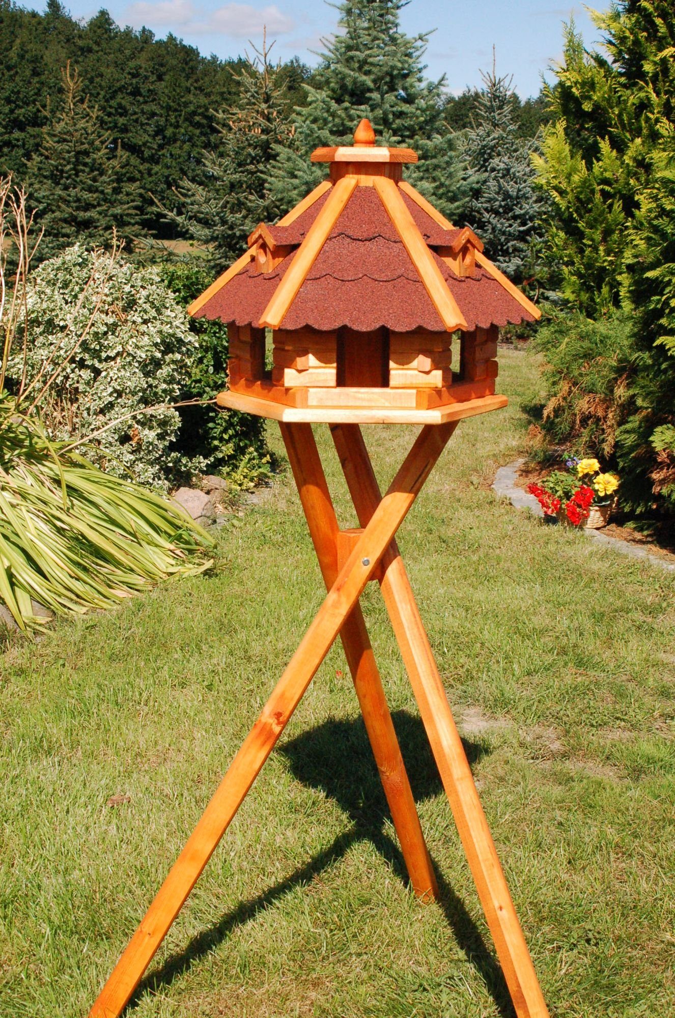 Vogelhaus mit Ständer 55 x 37 cm, V18 mittel rot
