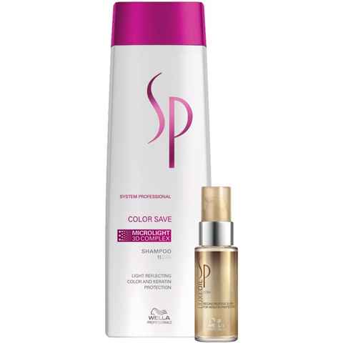 Wella SP Haarpflege-Set Winter Bundle für gefärbtes Haar + extra Keratinschtz - Color Save Shampoo 250 ml + Luxe Oil 30 ml