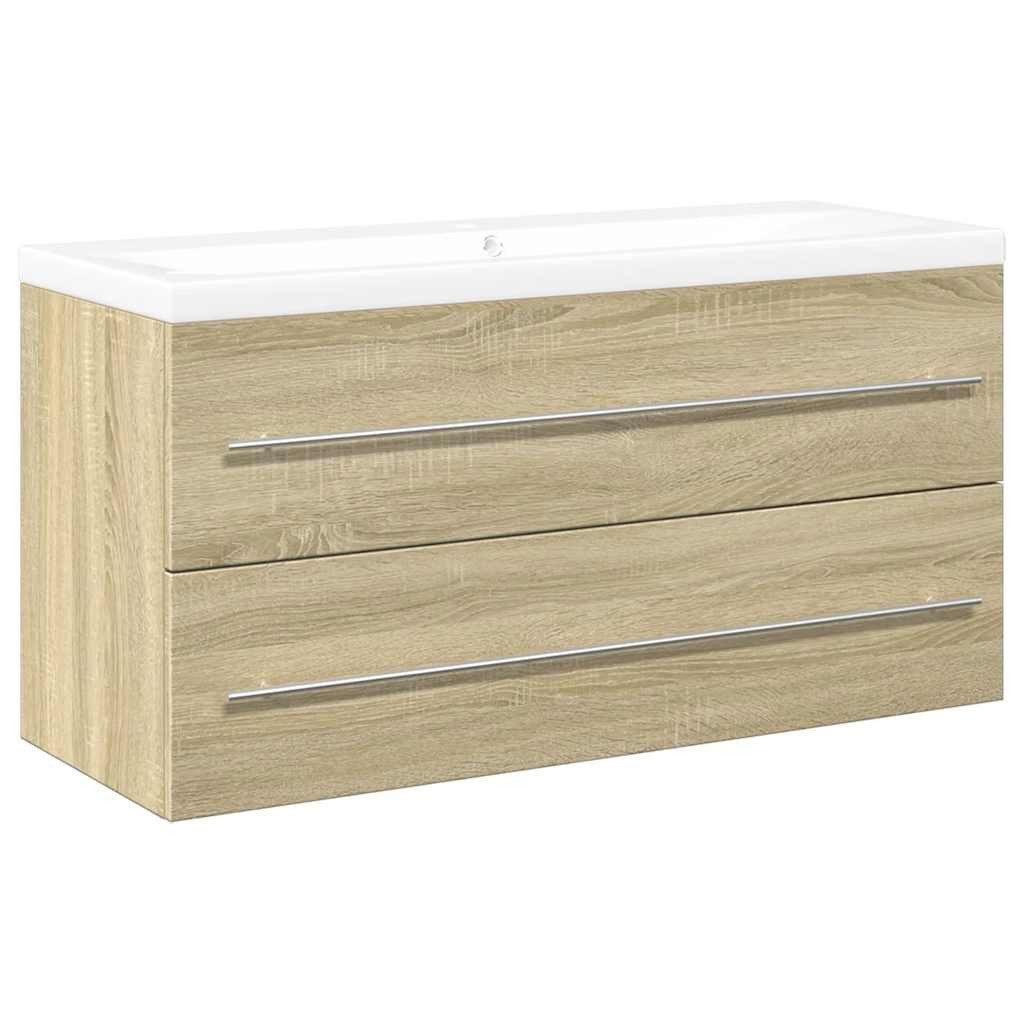 vidaXL Badezimmer-Set 2-tlg. Badmöbel-Set Sonoma-Eiche Holzwerkstoff, günstig online kaufen