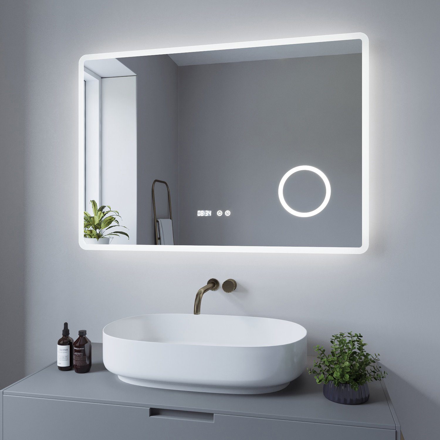 Wandspiegel Bambus Badezimmer Spiegel mit Ablage Badspiegel Schminkspiegel 