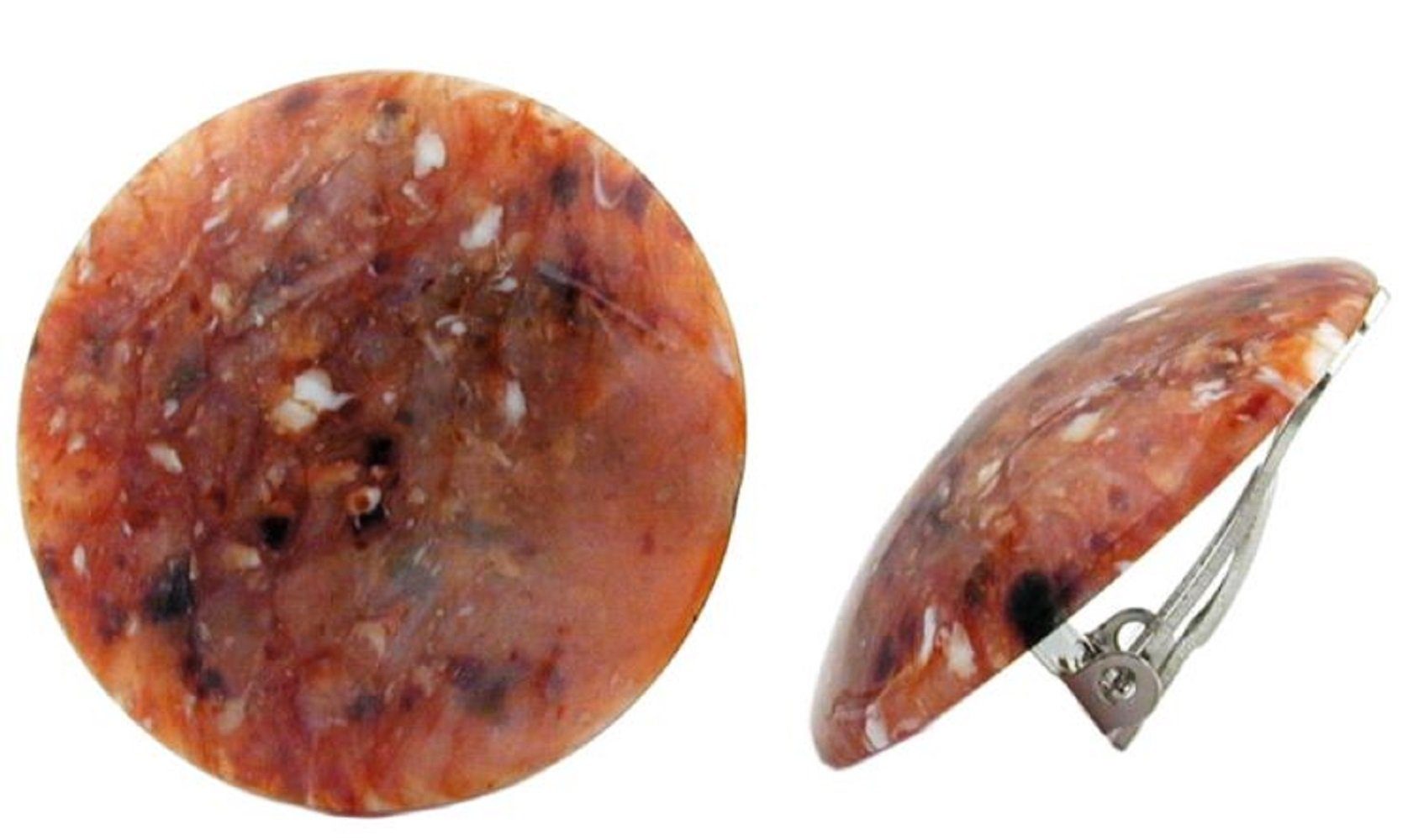 unbespielt Paar Ohrclips Modeschmuck Ohrringe rotbraun-schwarz-weiss glänze günstig online kaufen