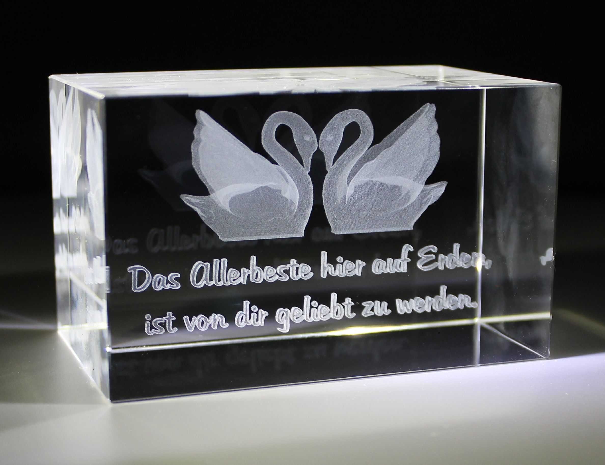 Germany, Made hier in Schwäne allerbeste Zwei Das Familienbetrieb Glasquader 3D Hochwertige Dekofigur auf VIP-LASER Erden..., Geschenkbox,