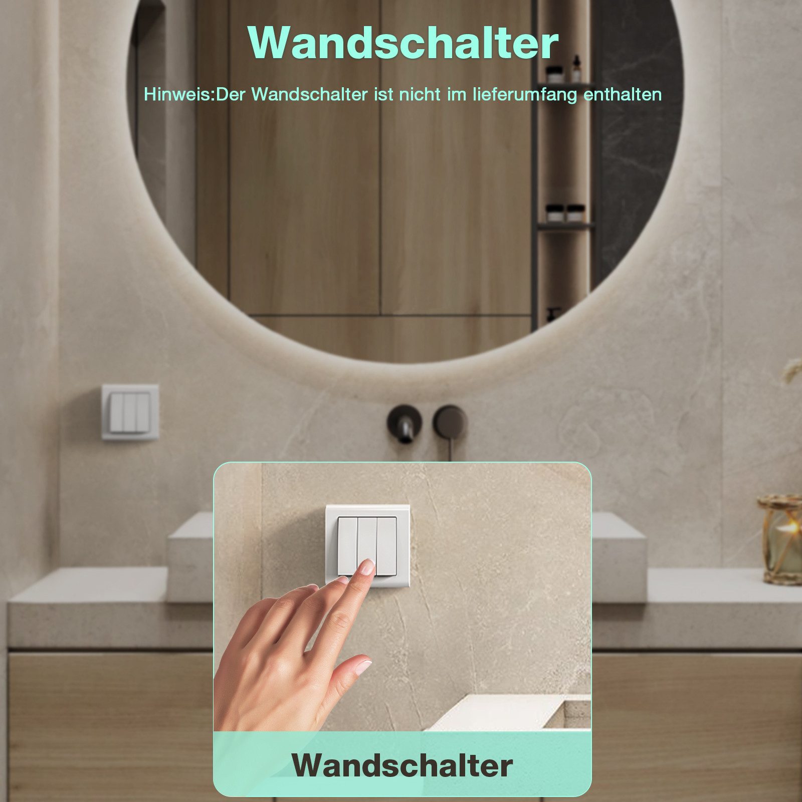 GIMBELEN Badspiegel Dimmbarer Badezimmer Spiegel mit Kaltweiß-Beleuchtung & günstig online kaufen
