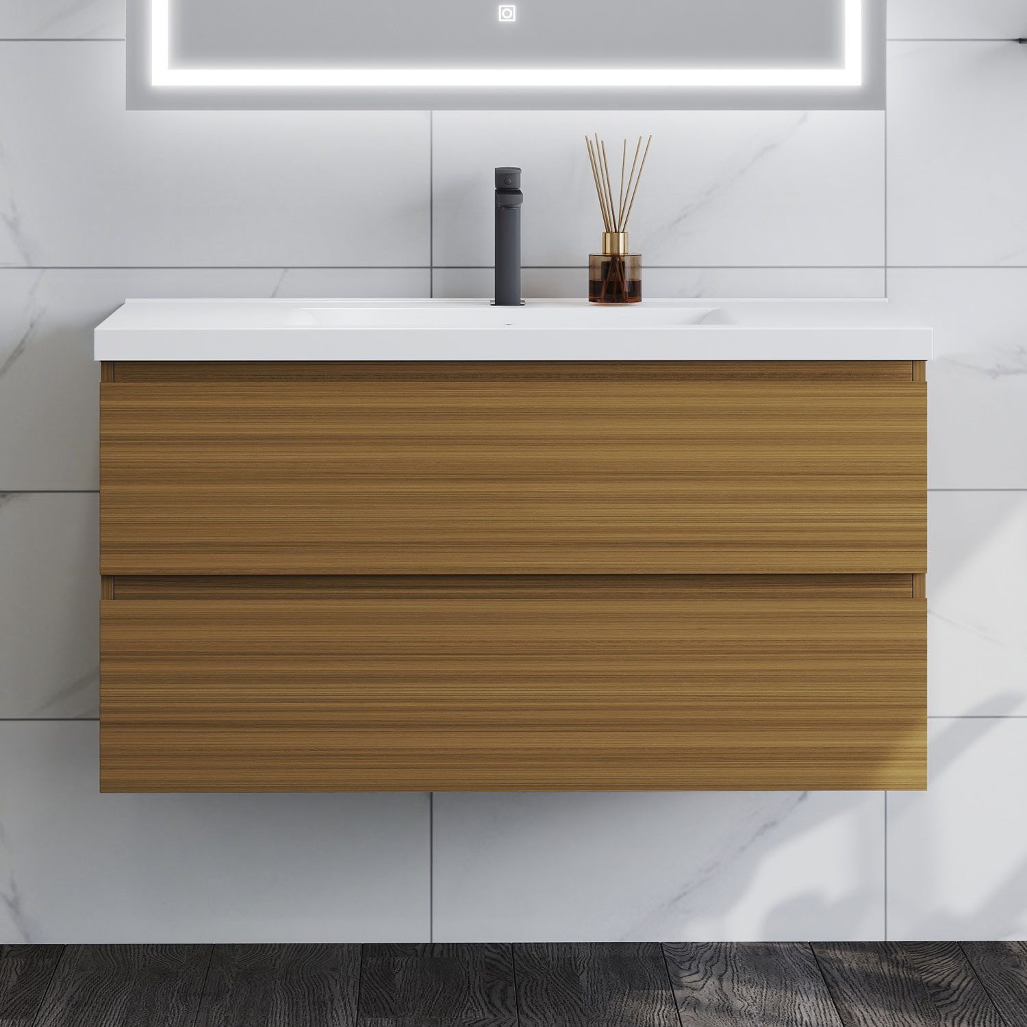 duschspa Waschtisch Waschbecken mit Unterschrank Badschrank Waschplatz Badmöbel Set, Matt, 50-120cm