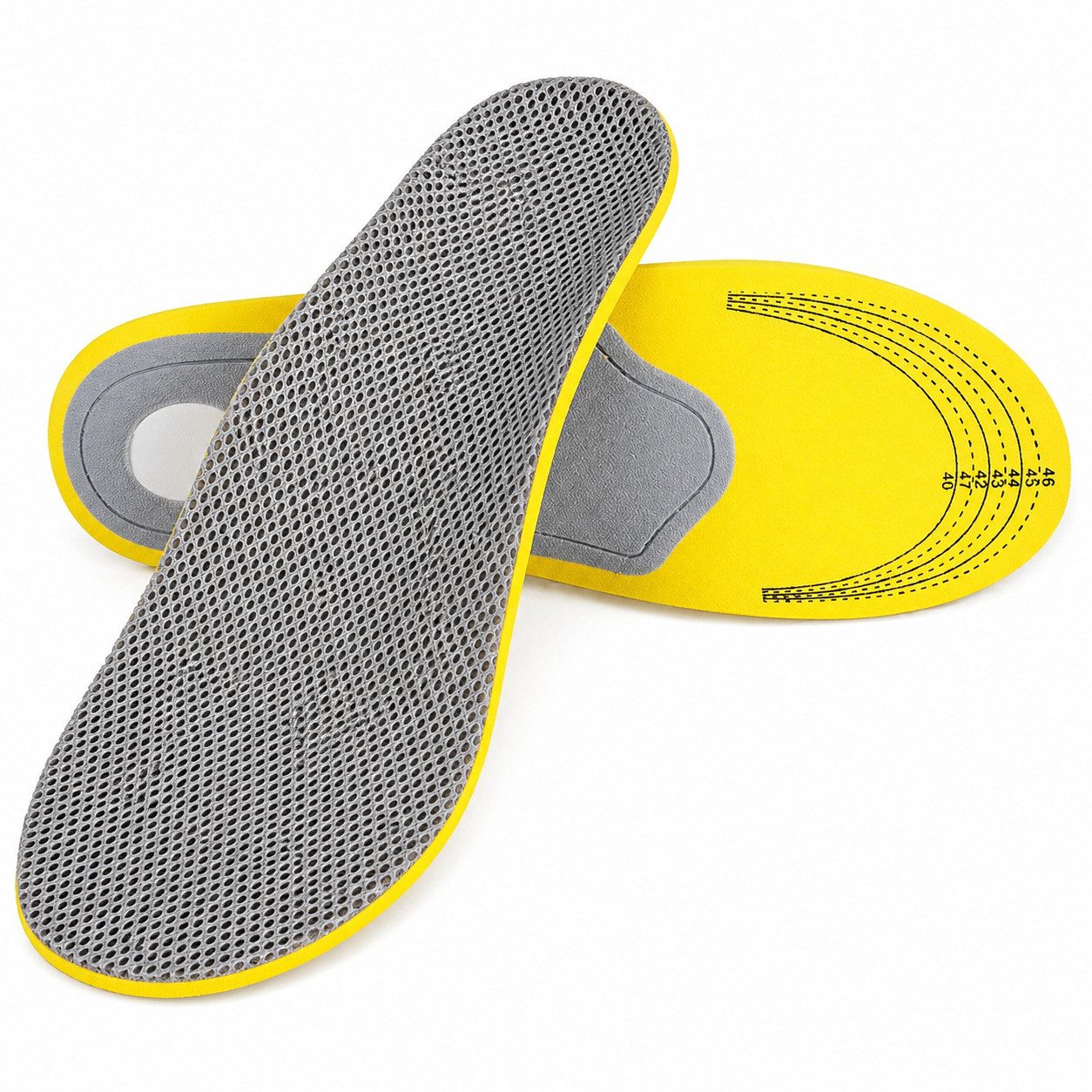 COOL-i ® Einlegesohlen 3D Einlegesohlen zuschneidbar, atmungsaktiv & stoßdämpfend, bei Plattfuß, Fersensporn & allgemeinen Fußschmerzen