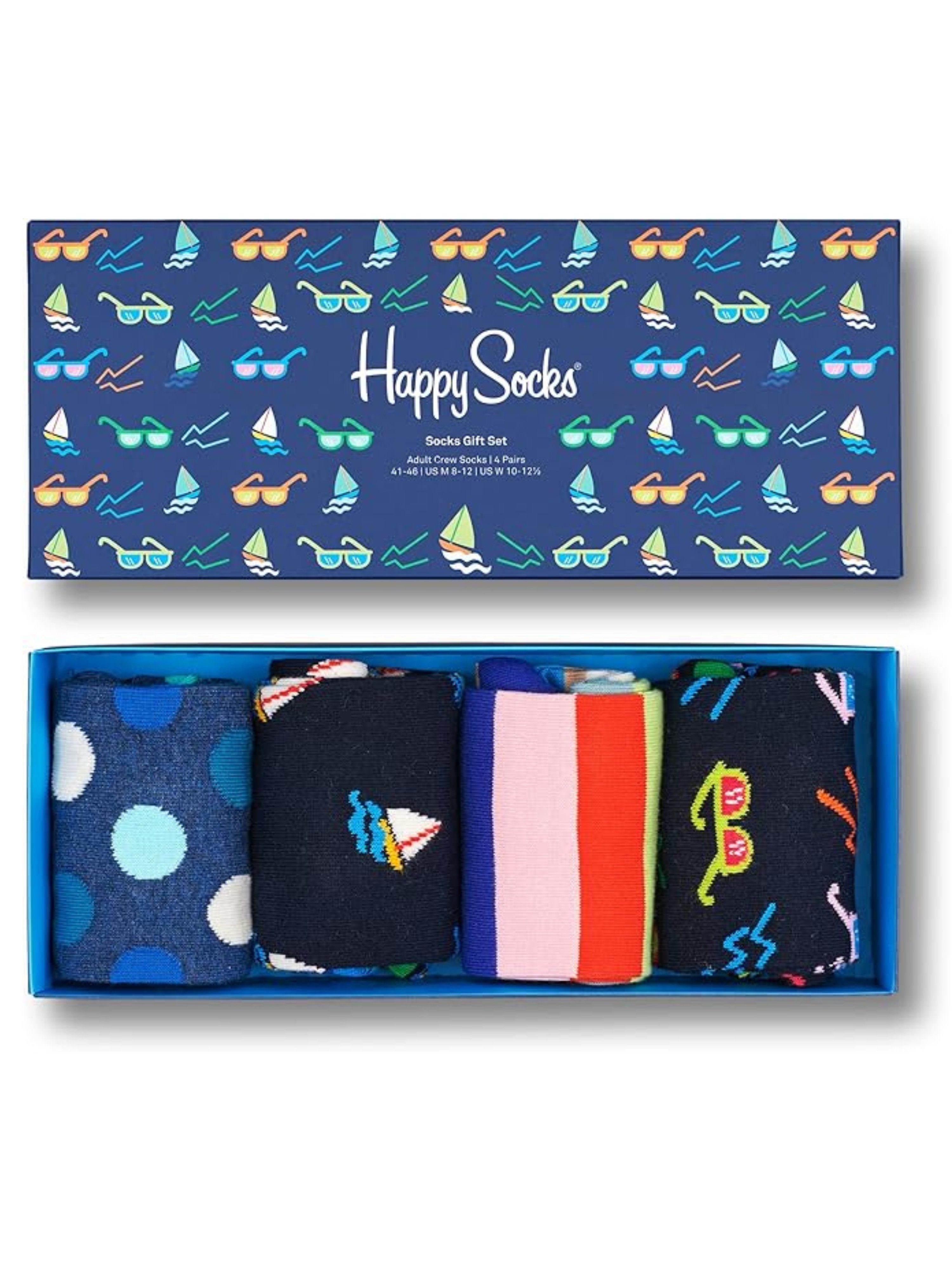 Happy Socks Basicsocken 4er Pack (41-46) Baumwoll Socken mit Motiv Navy Soc günstig online kaufen