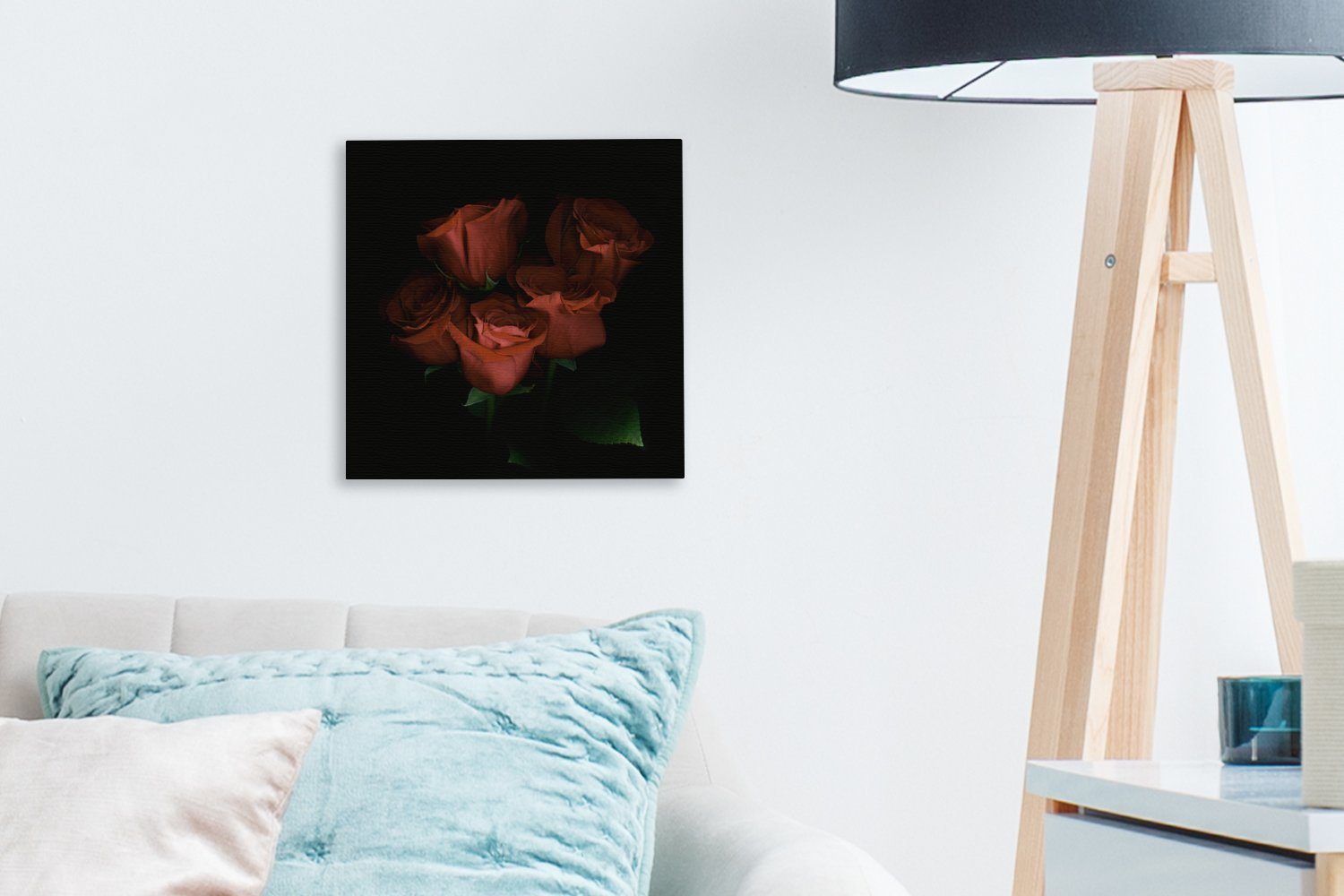 OneMillionCanvasses® Leinwandbild Blumen - Bilder Rosen für Schlafzimmer Wohnzimmer - St), (1 Leinwand Wald