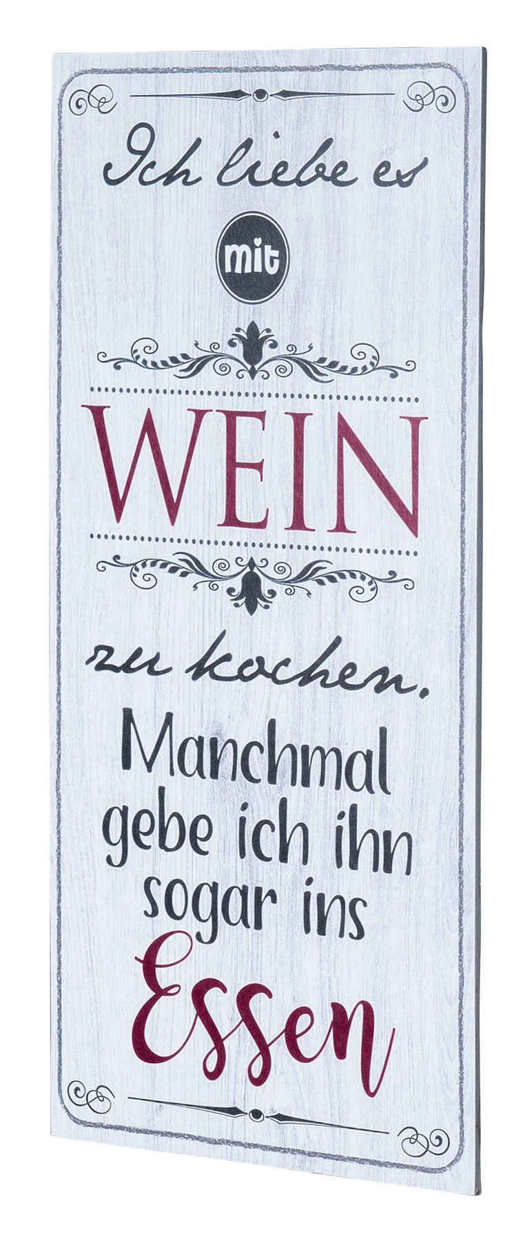Levandeo® Wandbild, Wandbild 20x40cm Küchendeko Küche Wein Spruch Deko Wandschild Bild