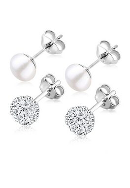 Elli Ohrring-Set Kugel Perle Set Kristalle 925 Silber, Kugel