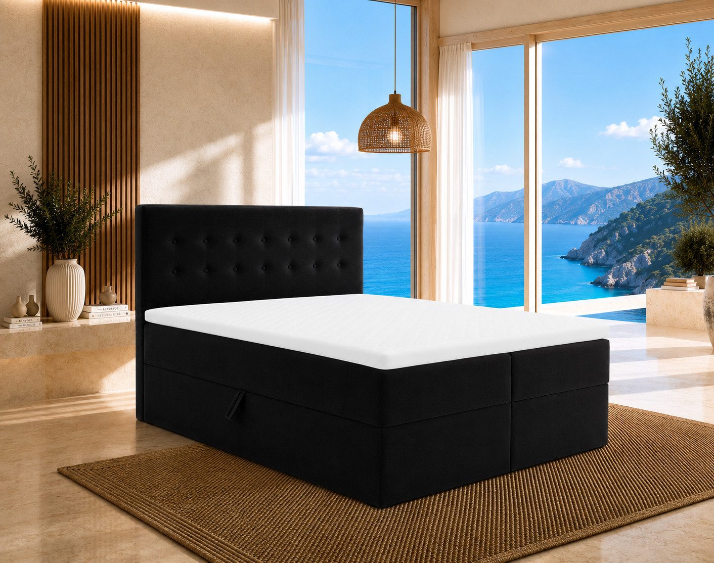 Best for Home Boxspringbett Polsterbett mit 7-Zonen-Taschenfederkernmatratze und Schubladen (Komplettset (Boxspringbett inkl. 2 Matratzen, Topper & Stauraum-Schubladen), 6-St., 140x200 160x200 180x200 200x200 cm)