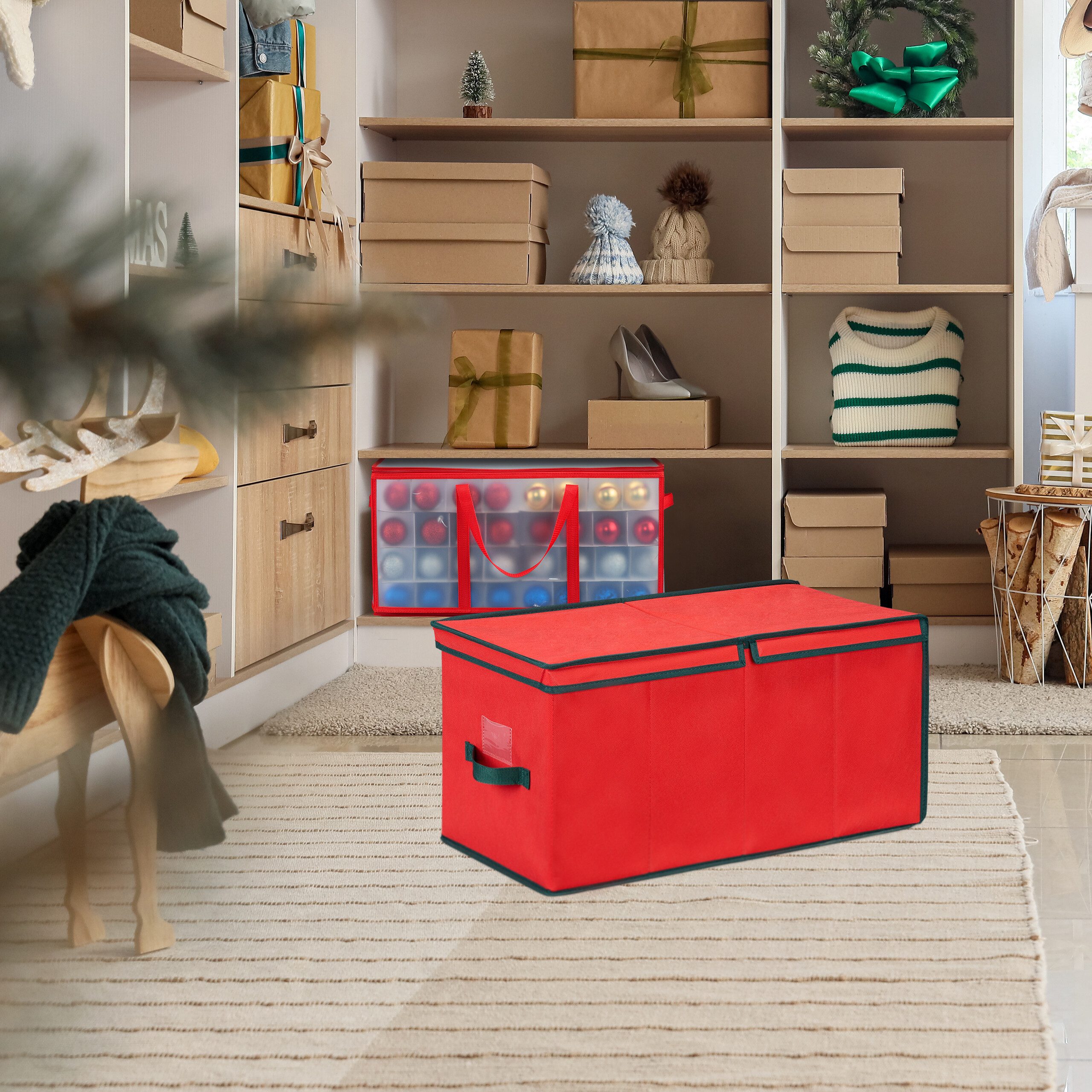 relaxdays Aufbewahrungsbox Weihnachtskugel Aufbewahrungsbox, M