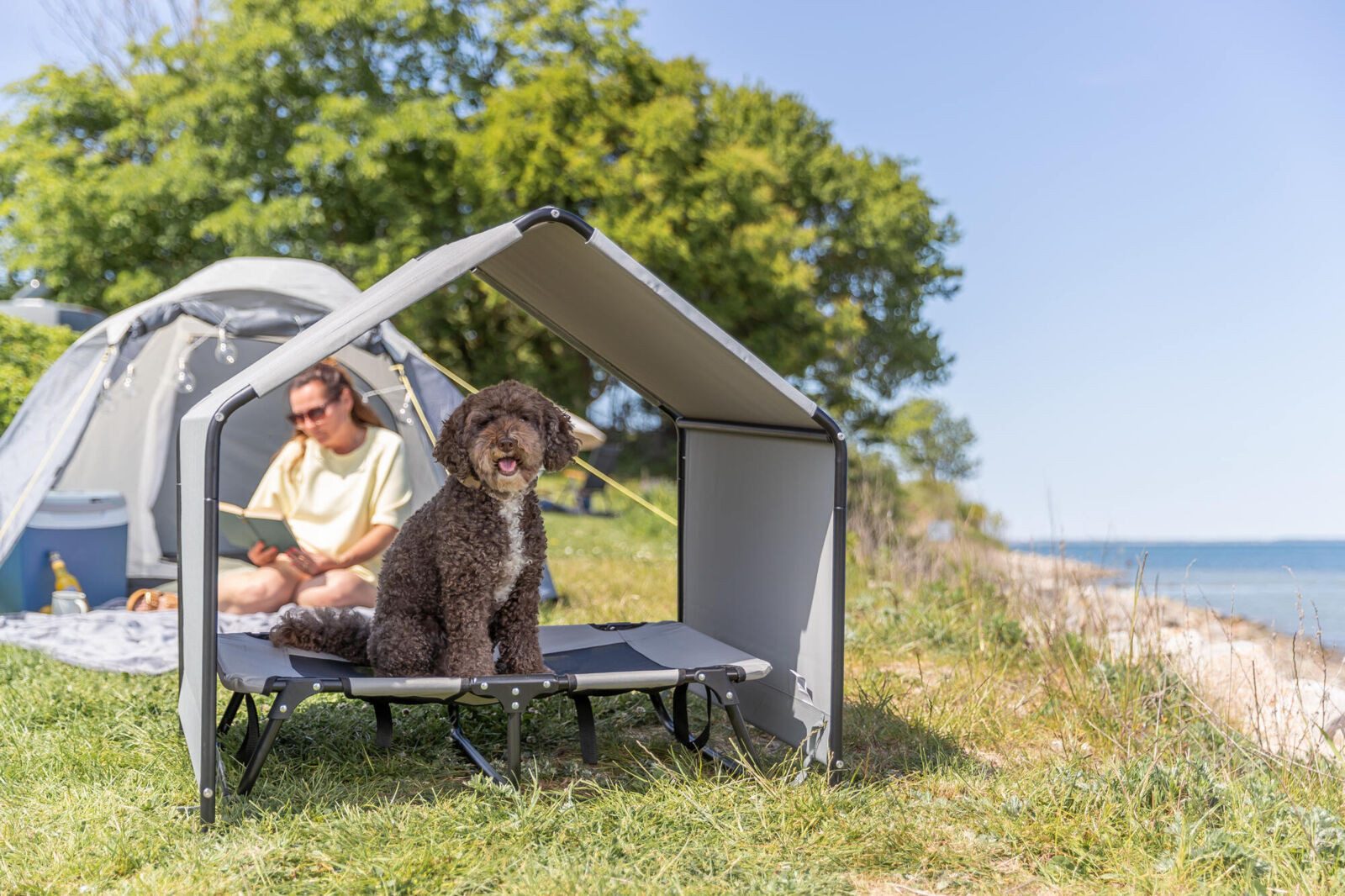 TRIXIE Hundehütte Überdachung - beige/schwarz - 90 × 85 × 70 cm