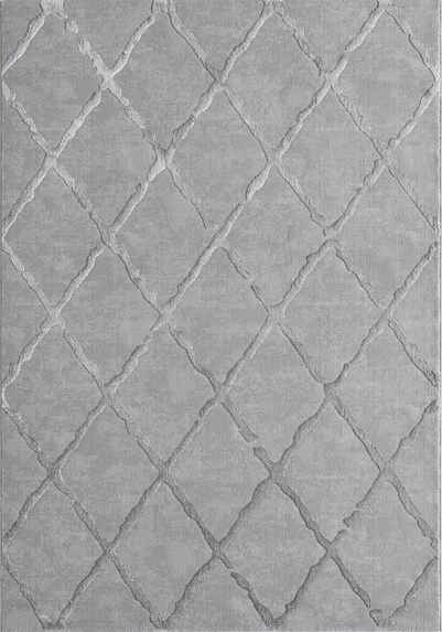 Teppich Knight Eleganter, Hochwertiger Teppich, Rauten Design, the carpet, Rechteck, Höhe: 12 mm, Wohnzimmer, Schlafzimmer, Kurzflor, Glanzeffekt, 3D Effekt
