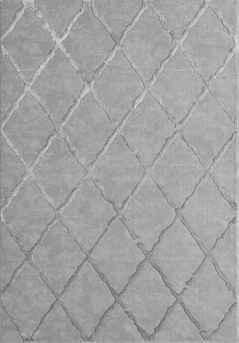 Teppich »Knight Eleganter, Hochwertiger Wohnzimmer Teppich, Rauten Design«, the carpet, Rechteck