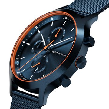 Lilienthal Berlin Chronograph Chronograph Blue Orange - Mesh Blau