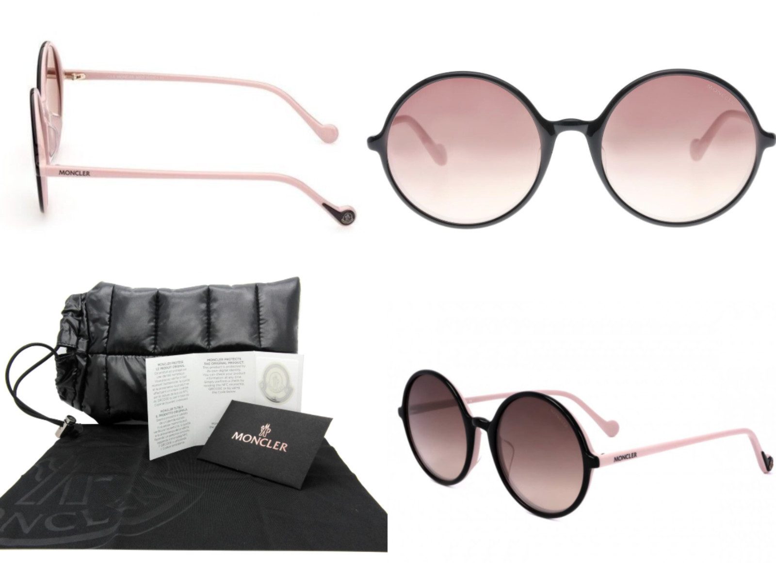 MONCLER Sonnenbrille Damen Sonnenbrille ML0149-H 05Z – Schwarz/Rosa (2-St)