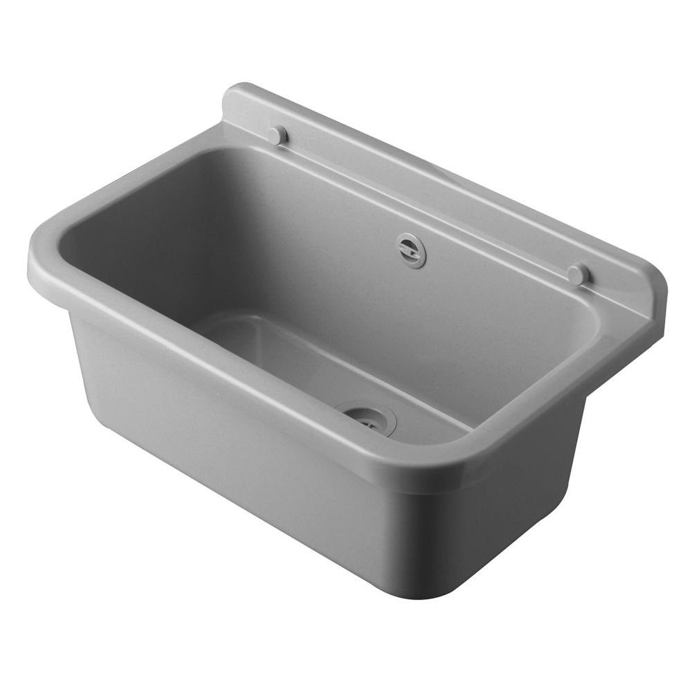 Hydroland Раковины GRAU 55, Kunststoff Spülbecken Waschtrog Becken mit Ablaufgarnitur 55x34x21cm
