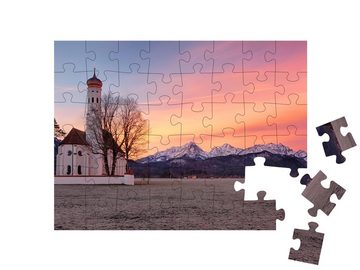 puzzleYOU Puzzle Kirche St. Coloman im Sonnenaufgang, Bayern, 48 Puzzleteile, puzzleYOU-Kollektionen Deutschland